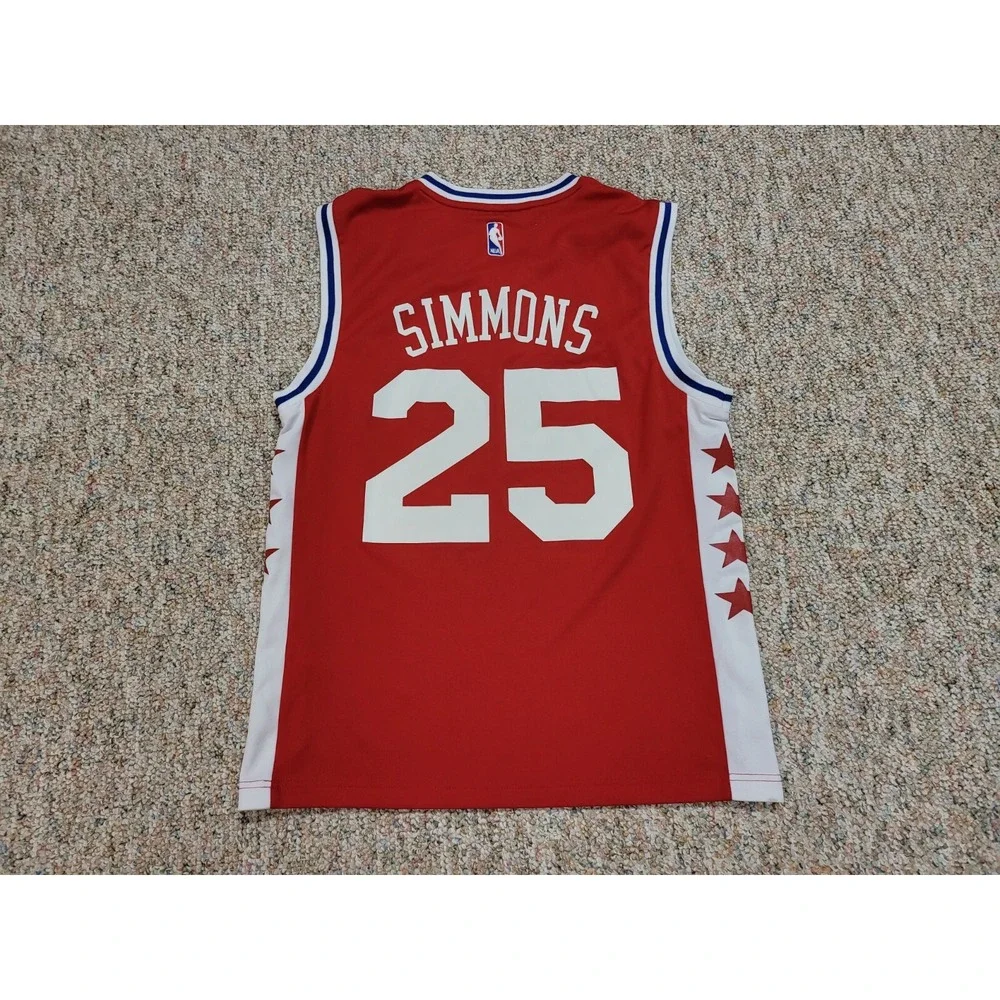 Adidas Philadelphia 76ers Jersey Mens Small Ben Simmons #25 Red NBA Basketball
